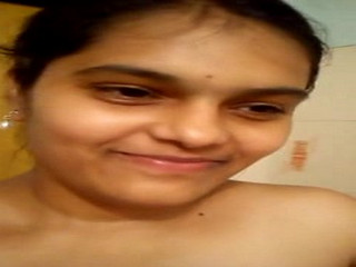 Telugu babe selfshot nude video in bathroom