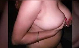 Daring desi wife walks nude, gropes tits on road at night, hubby records