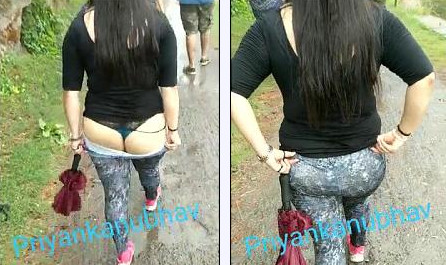 desi wife showing off her thong while walking