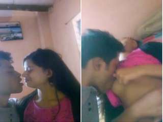 Today Exclusive- Cute Look Desi Girl Boob Sucking By Lover