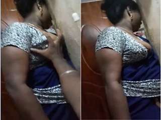 Today Exclusive-Tamil maid Brest Pressing By House Owner