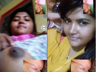 Today Exclusive-Cute Desi Girl Showing Her Boobs and Pussy On Video Call