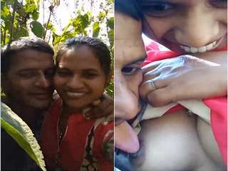 Today Exclusive- Desi Lover Outdoor Romance and Boob Sucking