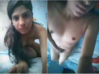 Exclusive- Cute look Desi Girl Record Nude Selfie For Lover