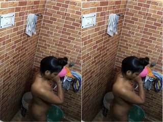 Today Exclusive- CUte Desi Girl Bathing Capture by Hidden Cam Part 2