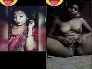 Today Exclusive- Desi Boudi Showing Boobs and Pussy to Lover on Video call