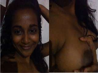 Today Exclusive-Cute Lankan Girl Showing Her Boobs