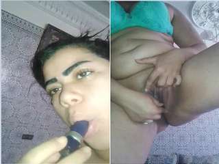 Exclusive- Horny Punjabi Bhabhi inserting lipstick on her Ass and Pussy