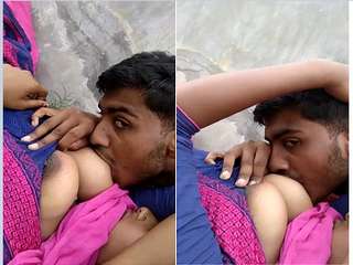 Exclusive- Desi Girl Boob Sucking By lover Outdoor