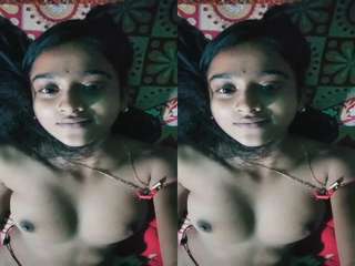 Today Exclusive- Cute Desi girl Record her Nude Selfie For Lover Part 2