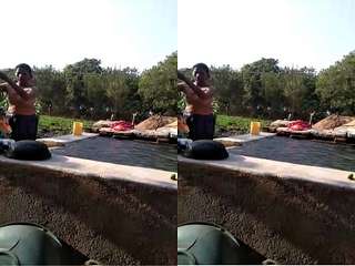 Today Exclusive- Desi Bhabhi OutDoor bathing Record By Lover