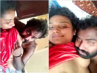 Today Exclusive- Desi Mallu Gf Boob Sucking and Pussy Licking By Lover