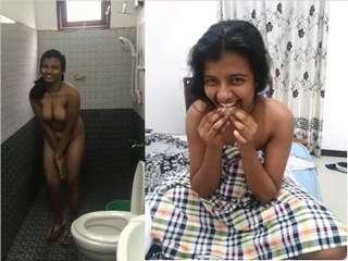 Today Exclusive- Sexy Lankan Girl Bathing Video Record By Lover