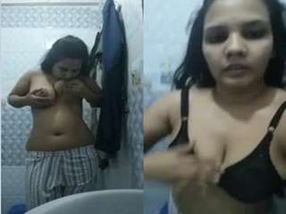 Today Exclusive- Horny Desi Girl Record her Nude Video For Lover Part 2