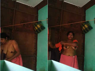 Today Exclusive-Desi Aunty Changing Cloths Record In Hidden Cam Part 2