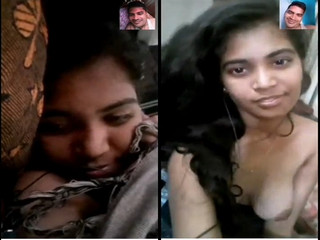 Exclusive- Cute Indian Girl Showing Her Boob To Love on Video Cal