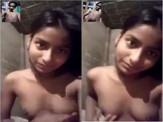 Today Exclusive- Cute Bangla Girl Showing Her Boobs On Video Call