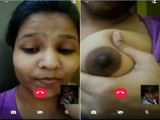 Today Exclusive- Cute Desi Girl Showing her Boobs on Video Call