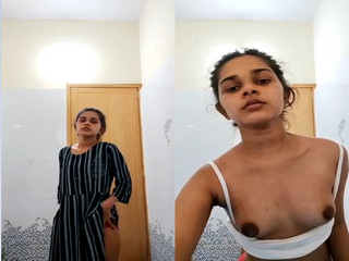 Today Exclusive-  Super Horny Cute Desi girl Shows her Boobs and Fingering Part 7