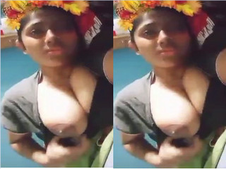 Today Exclusive- Cute Bangla Girl Play with her Boobs part 5