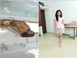 Today Exclusive- Super Cute Look Desi Girl Dancing And Bathing