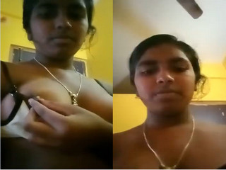 Tamil Girl Play With Her Boobs