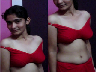 Exclusive- Cute look Bangla Girl On red Bra