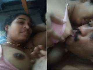Today Exclusive- Horny Telugu Wife Boob Sucking By Hubby