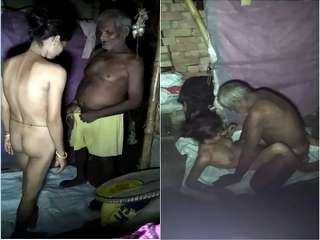 Today Exclusive- Desi Old Man Sex With Own Son Wife
