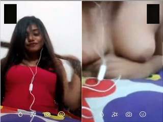 Today Exclusive- Cute Look Desi Shy Girl Finlay Showing Her Boobs On Video Call