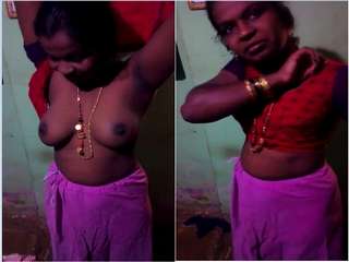 Today Exclusive- Sexy Tamil bahbhi Boobs Capture By Hubby